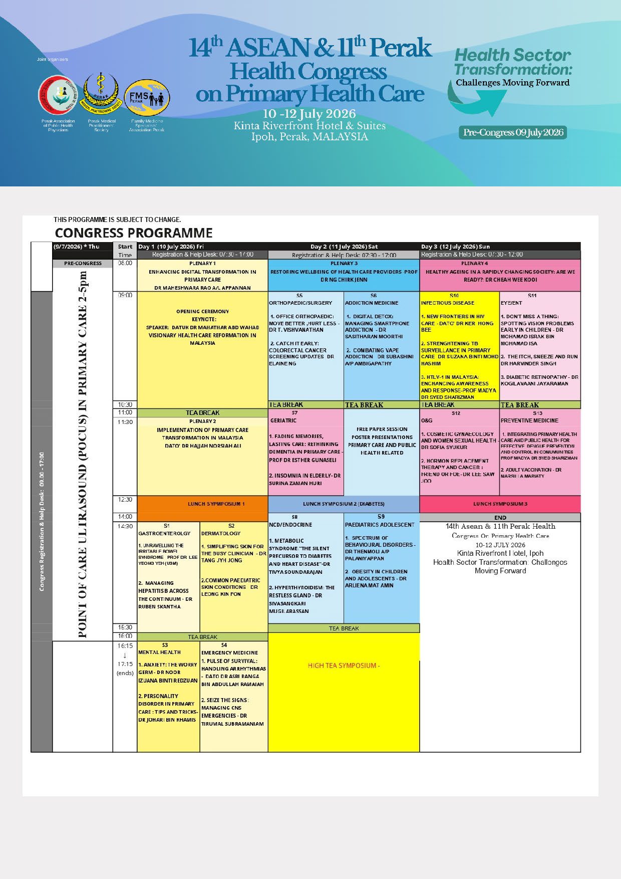 Final Annoucement. 14th ASEAN & 11th Perak Health Congress on Primary Health Care